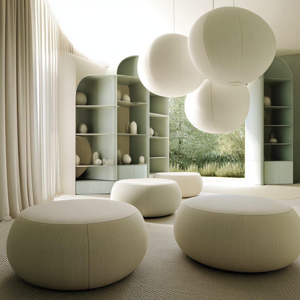 Sensory area with soft seating and light spheres