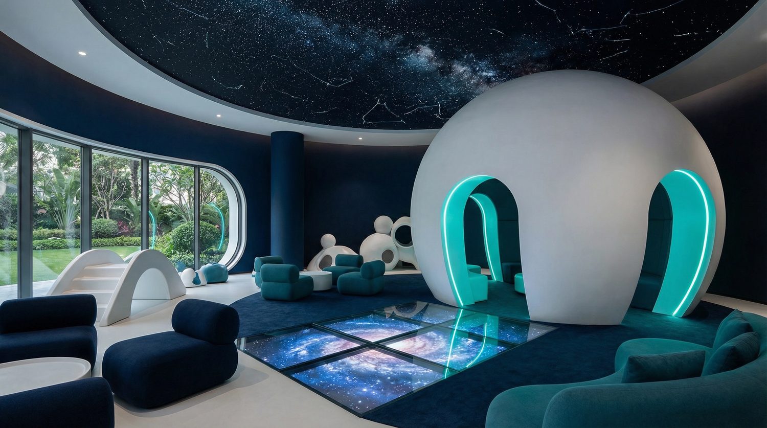Planetario per bambini con cupola stellata e igloo luminoso — resort kids club