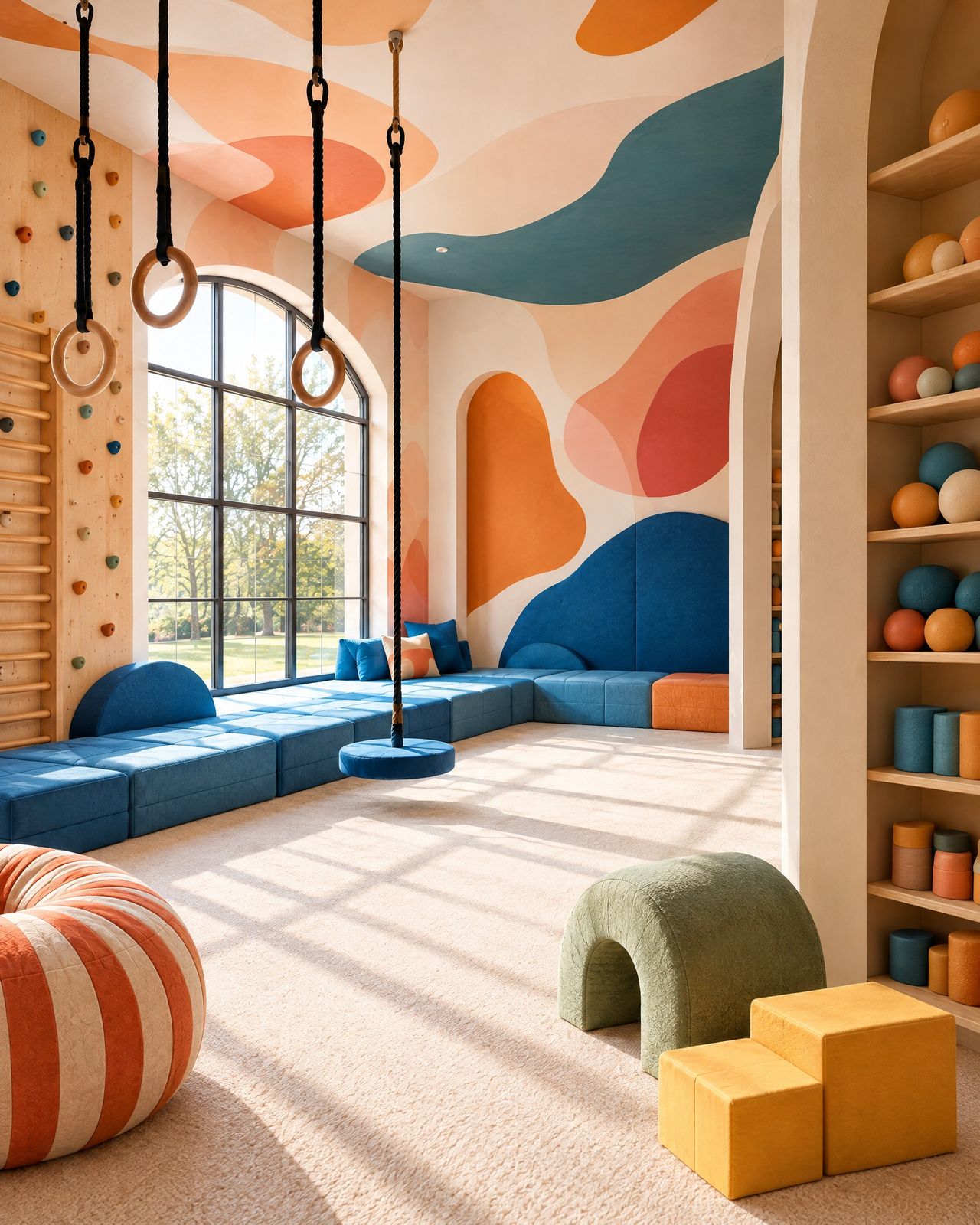 Playroom Anelli, seating around the edge