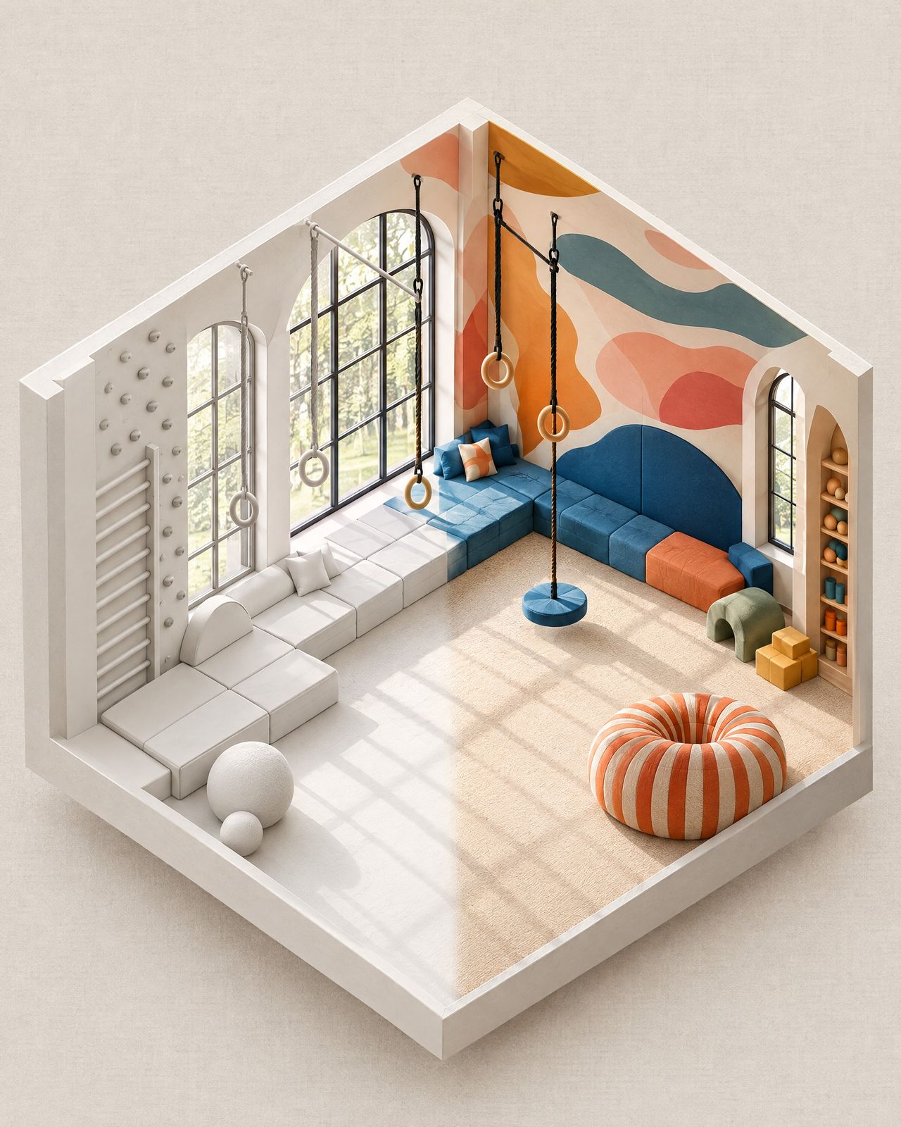 Playroom Anelli, axonometric view